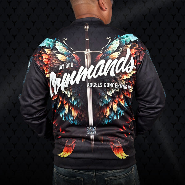 Warfare Gear: He Commands Angels Unisex Bomber Jacket