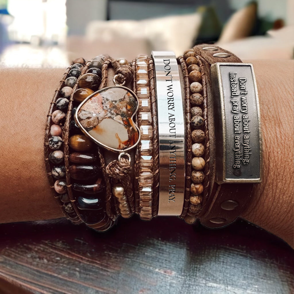 Heart in Woodtone Long-Strand Bracelet