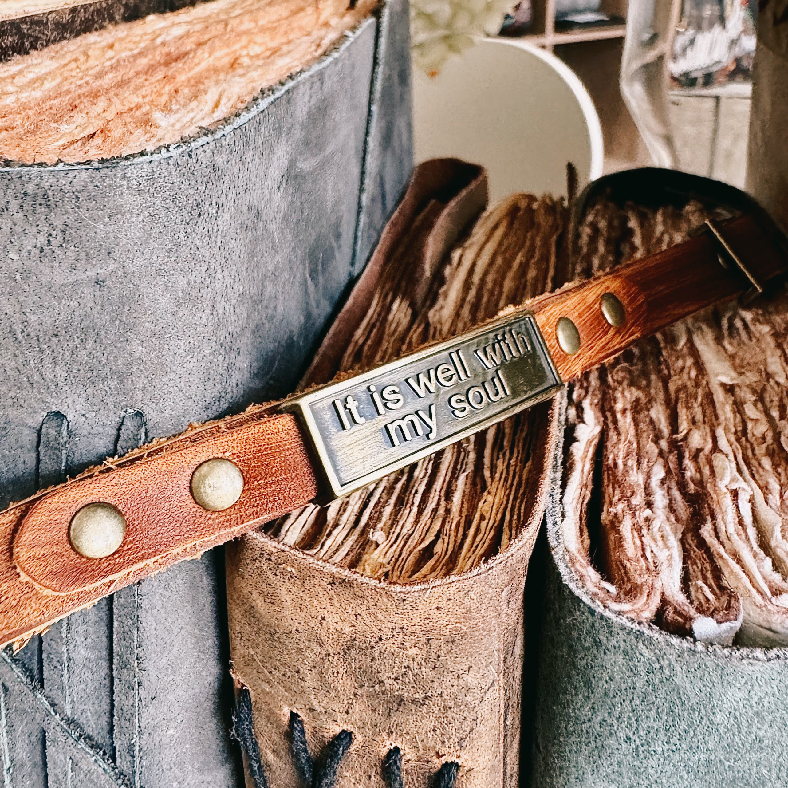 It Is Well Leather Wristlet