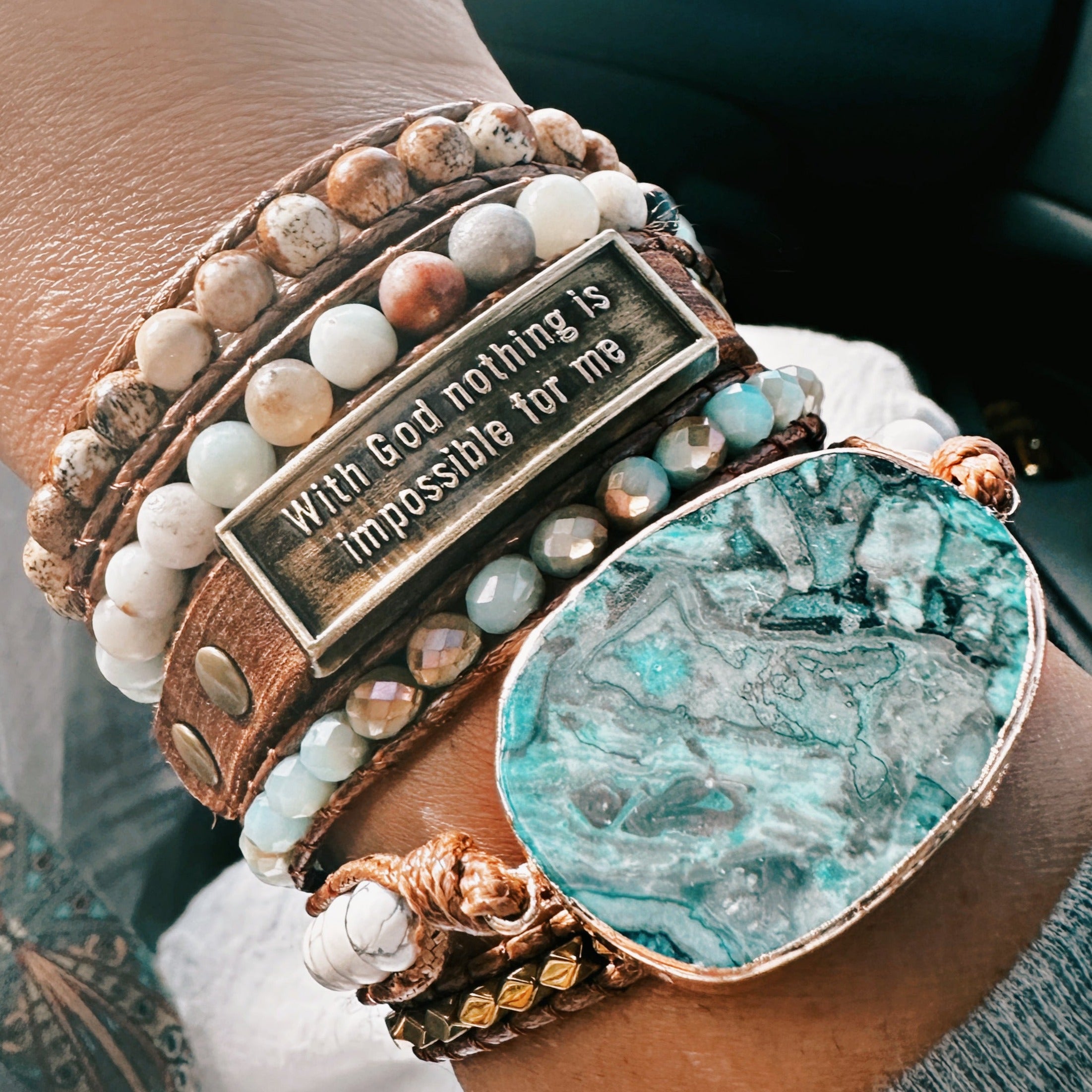 Nothing is Impossible Leather Wristlet