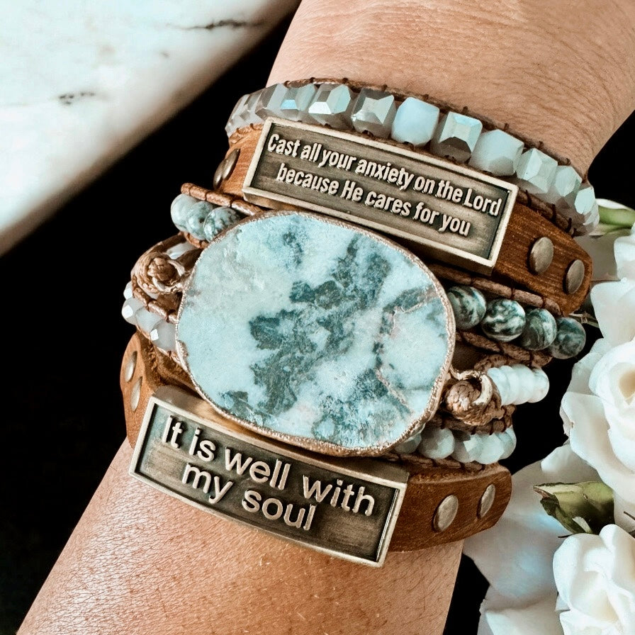 It Is Well Leather Wristlet