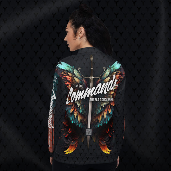 Warfare Gear: He Commands Angels Unisex Bomber Jacket