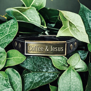 Coffee & Jesus Leather Wristlet