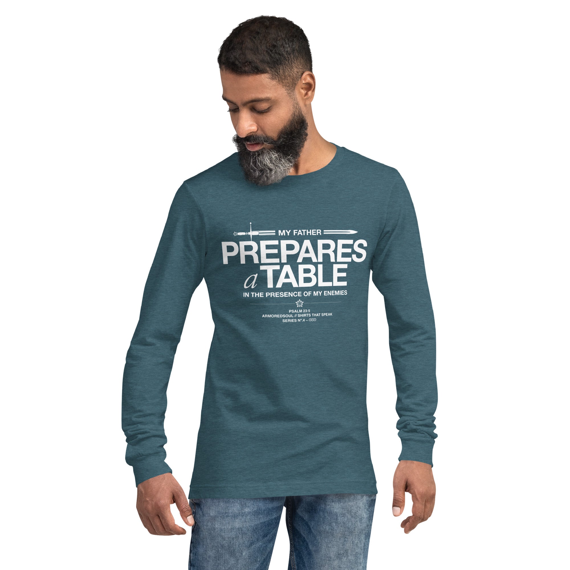 Warfare Gear: He Prepares a Table Unisex Long Sleeve Tee