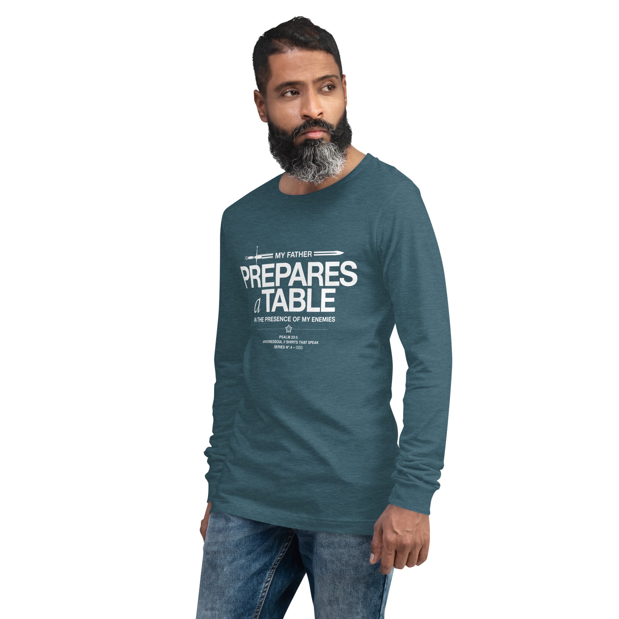 Warfare Gear: He Prepares a Table Unisex Long Sleeve Tee